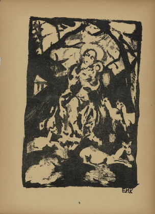 Erika M. Künzig. Madonna with Deer (Die Muttergottes mit den Rehen) (plate, number 9) from the periodical Junge Berliner Kunst, no. 6. 1919-20 (print executed 1919)
