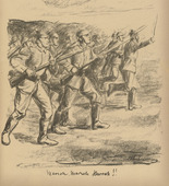 Max Liebermann. March, March, Hurrah! (Marsch, Marsch, Hurrah!) (in-text plate, p. 71) from the periodical Kriegszeit. Künstlerflugblätter, vol. 1, no. 18/19 (24 Dec 1914). 1914