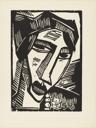 Karl Schmidt-Rottluff. Woman's Head (plate 22) from the illustrated book Deutsche Graphiker der Gegenwart (German Printmakers of Our Time). 1920 (print executed in 1916)