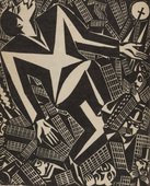 Frans Masereel. Untitled (Man Above Big City) (frontispiece) from the yearbook Der Querschnitt durch 1921. Marginalien der Galerie Flechtheim, vol. 1. 1922