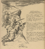 Max Liebermann. War on Earth (Krieg auf Erden) (plate, p. 74) from the periodical Kriegszeit. Künstlerflugblätter, vol. 1, no. 18/19 (24 Dec 1914). 1914
