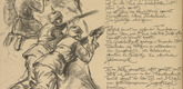 Max Liebermann. War on Earth (Krieg auf Erden) (plate, p. 74) from the periodical Kriegszeit. Künstlerflugblätter, vol. 1, no. 18/19 (24 Dec 1914). 1914
