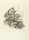 Oskar Kokoschka. Man with Raised Arms and the Figure of Death (Der Mann mit erhobenen Armen und die Gestalt des Todes) (plate 8) from The Bound Columbus (Der gefesselte Columbus). 1916 (executed 1913)