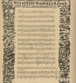 Erich Büttner. The Imperial Anthem (Der Kaiserlied) (border, p. 75) from the periodical Kriegszeit. Künstlerflugblätter, vol. 1, no. 18/19 (24 Dec 1914). 1914