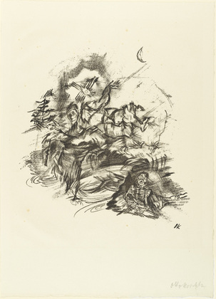 Oskar Kokoschka. Man with Raised Arms and the Figure of Death (Der Mann mit erhobenen Armen und die Gestalt des Todes) (plate 8) from The Bound Columbus (Der gefesselte Columbus). 1916 (executed 1913)