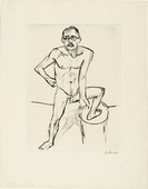 Max Beckmann. Standing Male Nude with Glasses (Stehender männlicher Akt mit Brille). (1919, published 1920)