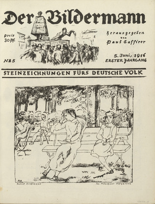 Rudolf Grossmann. In the Munich Hofgarten (Im Münchner Hofgarten) (front cover, folio 10) from the periodical Der Bildermann, vol. 1, no. 5 (Jun 1916). 1916