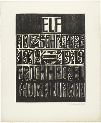 Erich Heckel. Title page from the portfolio (Titelblatt aus der Mappe) Eleven Woodcuts, 1912-1919 (Elf Holzschnitte, 1912-1919). 1921