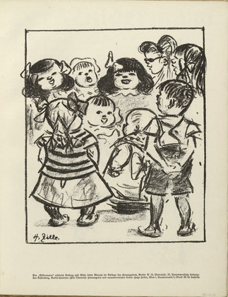 Heinrich Zille. Study with Singing Children (Studienblatt mit singenden Kindern) (plate, folio 11) from the periodical Der Bildermann, vol. 1, no. 5 (June 1916). 1916
