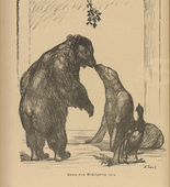 August Gaul. Under the Mistletoe (Unter dem Mistelzweig) (in-text plate, p. 78) from the periodical Kriegszeit. Künstlerflugblätter, vol. 1, no. 18/19 (24 Dec 1914). 1914