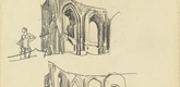 Lyonel Feininger. Two Compositions of Ruins, One with Figure of a Woman. 1934