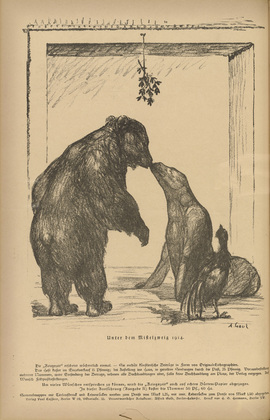 August Gaul. Under the Mistletoe (Unter dem Mistelzweig) (in-text plate, p. 78) from the periodical Kriegszeit. Künstlerflugblätter, vol. 1, no. 18/19 (24 Dec 1914). 1914