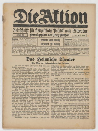 from Die Aktion, vol. 2, no. 4. January 22, 1912