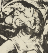 Willy Jaeckel. Mother with Child to Her Cheek (Mutter mit Kind an der Wange) (plate, folio 12 verso) from the periodical Der Bildermann, vol. 1, no. 6 (June 1916). 1916