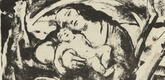 Willy Jaeckel. Mother with Child to Her Cheek (Mutter mit Kind an der Wange) (plate, folio 12 verso) from the periodical Der Bildermann, vol. 1, no. 6 (June 1916). 1916