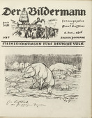 August Gaul. A Ray of Hope on Meatless Days (Ein Lichtblick an fleischlosen Tagen) (front cover, folio 14) from the periodical Der Bildermann, vol. 1, no. 7 (Jul 1916). 1916