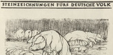 August Gaul. A Ray of Hope on Meatless Days (Ein Lichtblick an fleischlosen Tagen) (front cover, folio 14) from the periodical Der Bildermann, vol. 1, no. 7 (Jul 1916). 1916