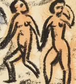 Max Pechstein. Four Nudes at the Sea for the illustrated book The Samland Ode (Vier Akte am Meer für das illustrierte Buch Die Samländische Ode). 1917
