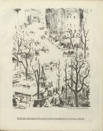 Wilhelm Wagner. On the Kurfürstendamm, Berlin (Berlin, Am Kurfürstendamm) (plate, folio 15) from the periodical Der Bildermann, vol. 1, no. 7 (July 1916). 1916
