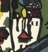 Vasily Kandinsky. The Archer (Bogenschütze) (plate facing page 14) from Onze Peintres (Eleven Painters): Taeuber, Kandinsky, Leuppi, Vordemberge, Arp, Delaunay, Schwitters, Kiesler, Morris, Magnelli, Ernst. 1949 (executed 1908-1909, reprinted posthumously).
