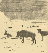 August Gaul. Wolves in the Carpathian Mountains (Wölfe in den Karpathen) (in-text plate, p. 86) from the periodical Kriegszeit. Künstlerflugblätter, vol. 1, no. 21 (6 Jan 1915). 1915
