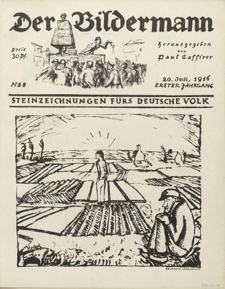 Erich Heckel. Belgian Landscape (Belgische Landschaft) (front cover, folio 16) from the periodical Der Bildermann, vol. 1, no. 8 (Jul 1916). 1916