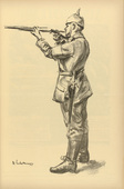 Max Liebermann. Infantryman Taking Aim (Zielender Infanterist) (plate, p. 89) from the periodical Kriegszeit. Künstlerflugblätter, vol. 1, no. 22 (13 Jan 1915). 1915