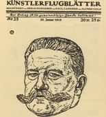 Erich Büttner. Portrait of Hindenburg (Porträt Hindenburg) (in-text plate, p. 91) from the periodical Kriegszeit. Künstlerflugblätter, vol. 1, no. 23 (20 Jan 1915). 1915