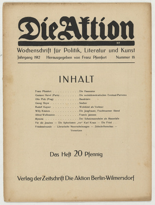 Die Aktion, vol. 2, no. 18. May 1, 1912