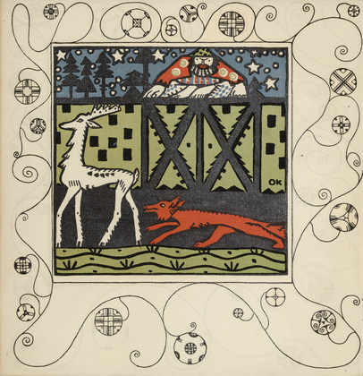 Oskar Kokoschka. Shepherd, Stag and Fox (Hirt, Hirsch und Fuchs). Illustration for the shadow play The Speckled Egg (Das getupfte Ei) (plate 1) from the First Theater Program of Kabarett Fledermaus (Cabaret Fledermaus). 1907