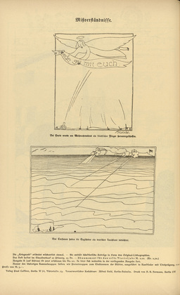 Otto Hundt. Misunderstandings (Mißverständnisse)  (2 Cartoons) (in-text plates, p. 94) from the periodical Kriegszeit. Künstlerflugblätter, vol. 1, no. 23 (20 Jan 1915). 1915