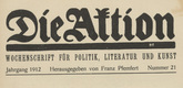 Die Aktion, vol. 2, no. 21. May 22, 1912
