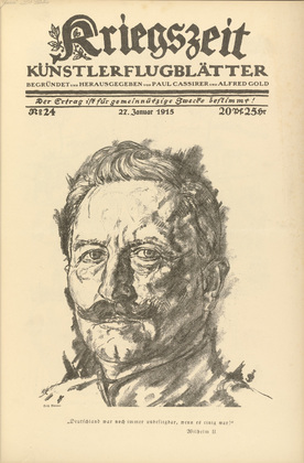 Erich Büttner. Emperor William II (in-text plate, p. 95) from the periodical Kriegszeit. Künstlerflugblätter, vol. 1, no. 24 (27 Jan 1915). 1915