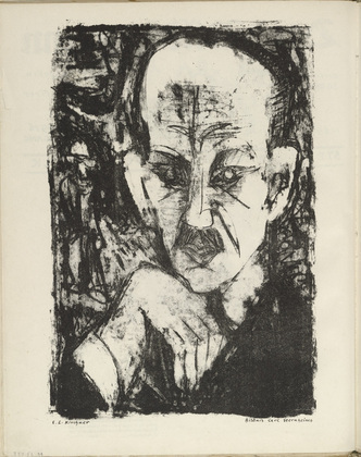 Ernst Ludwig Kirchner. Portrait of Carl Sternheim (Bildnis Carl Sternheims) (plate, folio 18 verso) from the periodical Der Bildermann, vol. 1, no. 9 (Aug 1916). 1916
