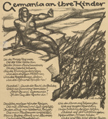 Otto Hettner. Germany to Her Children (Germania an ihre Kinder) (headpiece, p. 8) from the periodical Kriegszeit. Künstlerflugblätter, vol. 1, no. 2 (7 Sept 1914). 1914