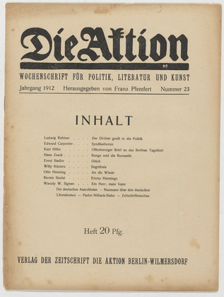 Die Aktion, vol. 2, no. 23. June 5, 1912