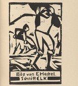Ernst Ludwig Kirchner. Sand Diggers at the Tiber River (Sandgräber am Tiber) (plate, folio 13) from KG Brücke. 1910