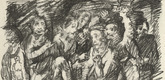 Oskar Kokoschka. Christ Crowned with Thorns (Christi Dornenkrönung) (plate, folio 19 verso) from the periodical Der Bildermann, vol. 1, no. 9 (Aug 1916). 1916