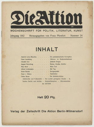 Die Aktion, vol. 2, no. 24. June 12, 1912
