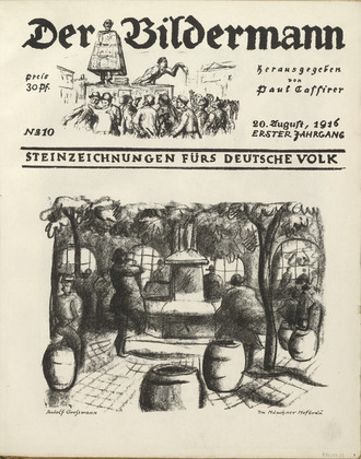 Rudolf Grossmann. In the Munich Hofbräu (Im Münchner Hofbräu) (front cover, folio 20) from the periodical Der Bildermann, vol. 1, no. 10 (Aug 1916). 1916