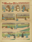 Lyonel Feininger. The Kin-der-Kids: Mr. Buggins Gets a Pull and Auntie Jimjam Swats Gussie One for Luck from The Chicago Sunday Tribune. (October 14) 1906