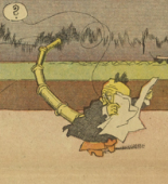 Lyonel Feininger. The Kin-der-Kids: Mr. Buggins Gets a Pull and Auntie Jimjam Swats Gussie One for Luck from The Chicago Sunday Tribune. (October 14) 1906