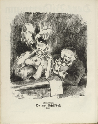 Ottomar Starke. The New Society: Plate 2 (Die neue Gesellschaft: Blatt 2) (plate, folio 20 verso) from the periodical Der Bildermann, vol. 1, no. 10 (August 1916). 1916