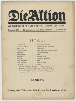 Die Aktion, vol. 2, no. 26. June 26, 1912