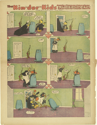 Lyonel Feininger. The Kin-der-Kids: Aunty Jimjam Conceives a Novel Method of Punishment for Cousin Gussie from The Chicago Sunday Tribune. (October 21) 1906