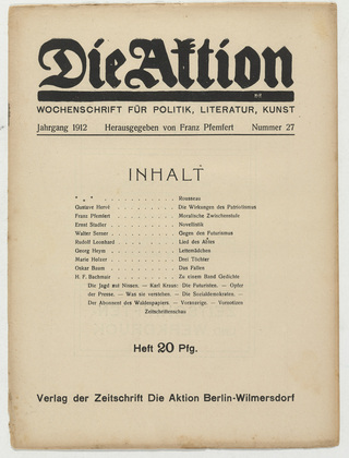 Die Aktion, vol. 2, no. 27. July 3, 1912