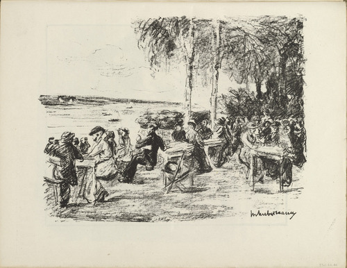 Max Liebermann. At the Elbe (An der Elbe) (plate, folio 21 verso) from the periodical Der Bildermann, vol. 1, no. 10 (Aug 1916). 1916
