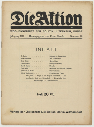 Die Aktion, vol. 2, no. 28. July 10, 1912