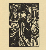 Ernst Ludwig Kirchner. Canoness at the Sewing Table (Stiftsfräulein am Nähtisch) (plate, folio 2) from Das Stiftsfräulein und der Tod (The Canoness and Death). 1913