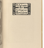 Ernst Ludwig Kirchner. Members of the Brücke Artists' Group (Titelvignette) [Mitglieder der Künstlergruppe Brücke (title vignette)] (plate, folio 16 verso) from KG Brücke. 1910 (print executed 1907)